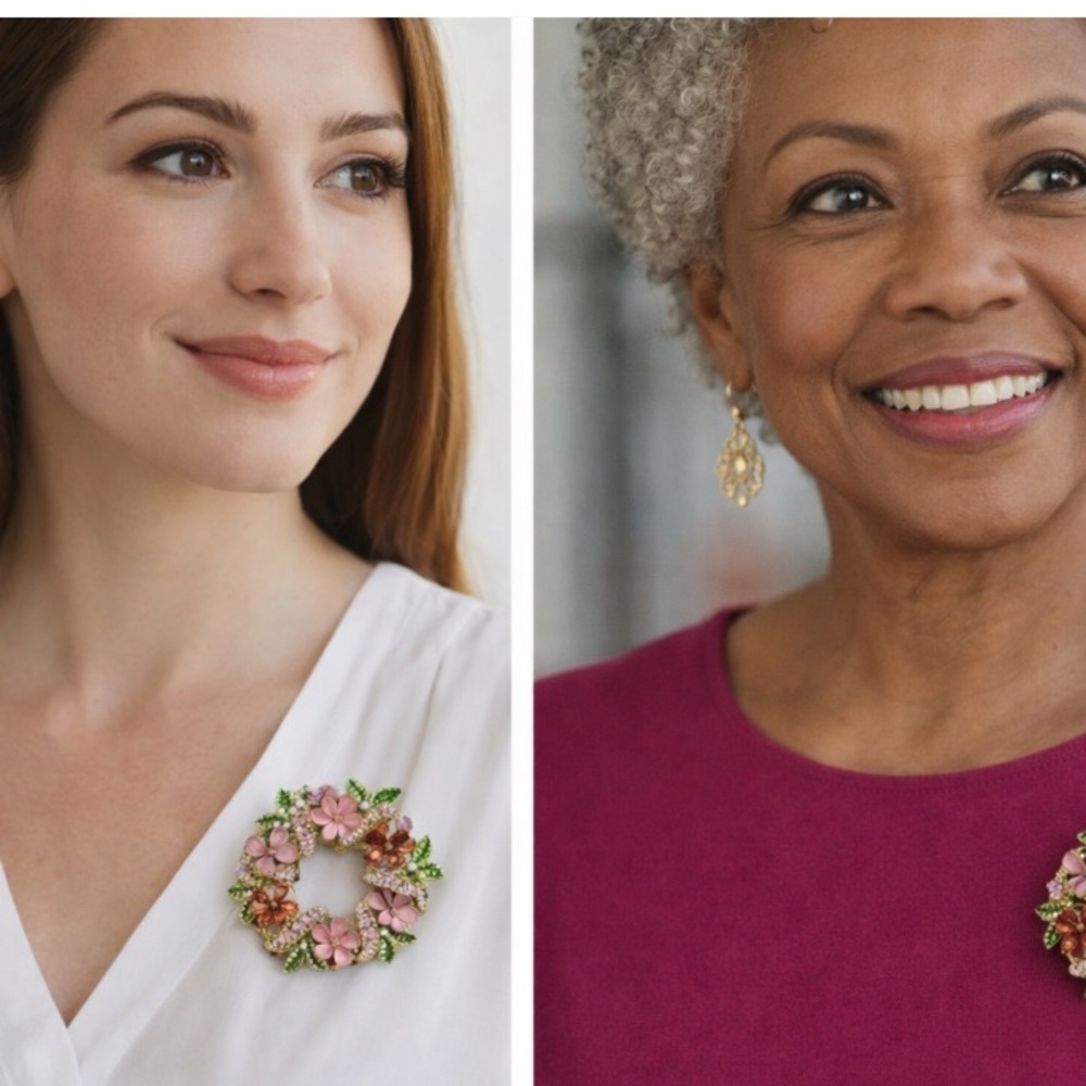 Napier Colorful Floral Brooch with Pink and Green